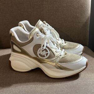 Michael Kors Gold and White Women's Sneakers